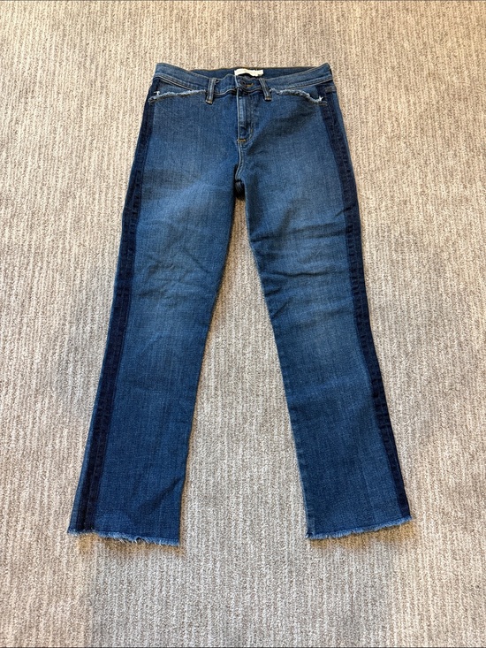 Tory Burch Denim - Tory Burch Two-Tone Dark raw hem Straight leg Jeans